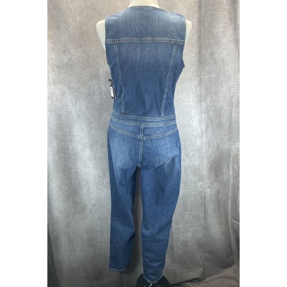 Guess Layla Blue Denim Jumpsuit Women's Size XL Sleeveless V Neck New with Tag - Picture 6 of 9